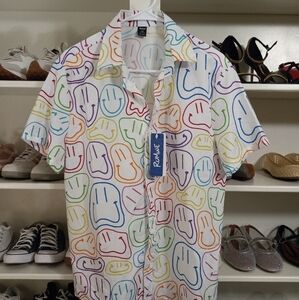 ROMWE Colorful Smiley Face Men's Shirt